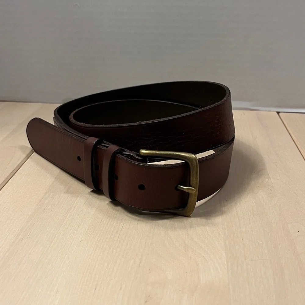 Polo Ralph Lauren Dark Brown Leather Belt w/ Brass Hardware Men’s Size 40 - EUC